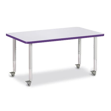 Jonti-Craft Berries Rectangle Activity Table, 30 in. x 48 in., Mobile, Freckled Gray/Purple/Gray 6473JCM004